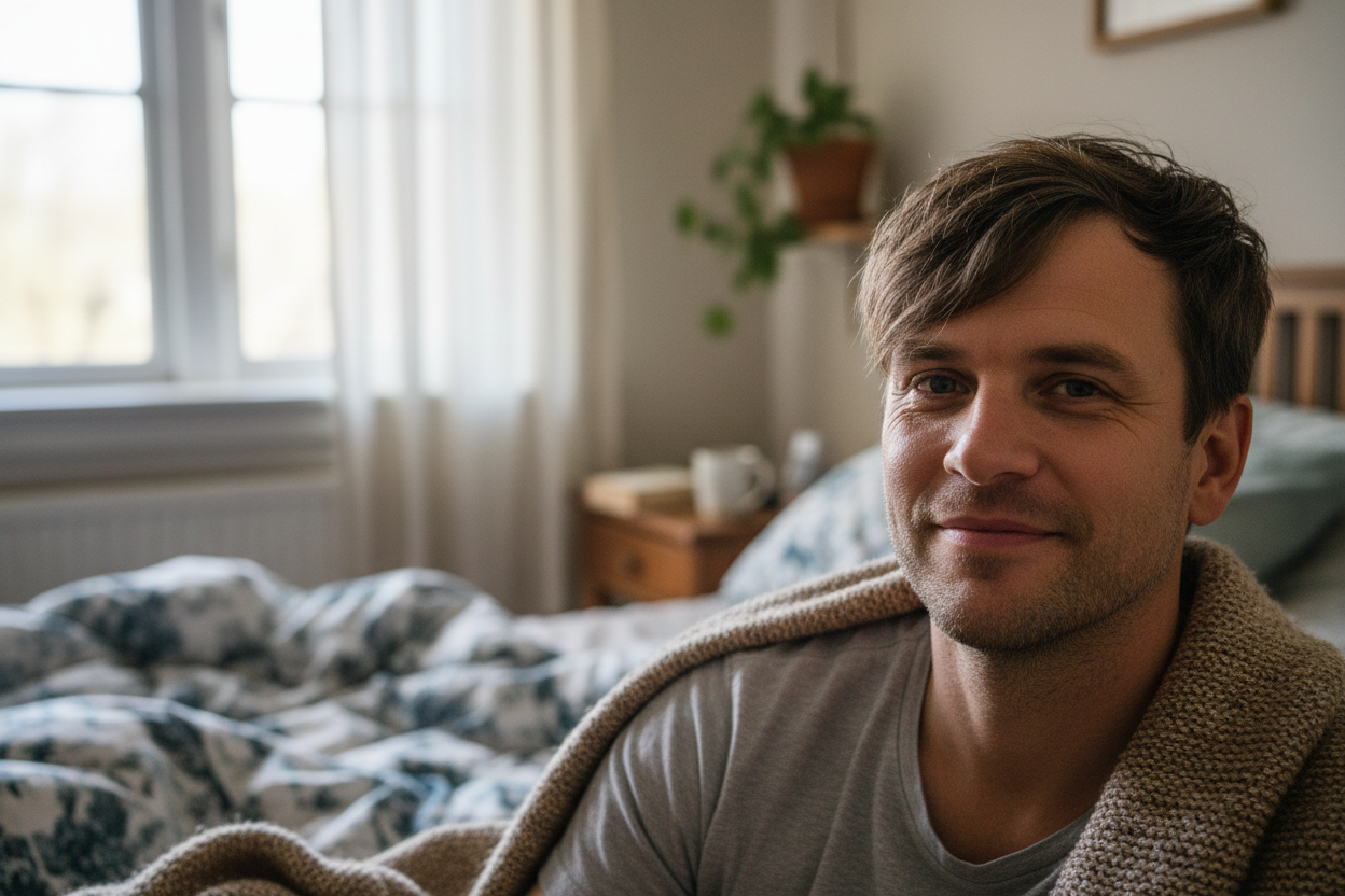 cara de hombre en su pieza